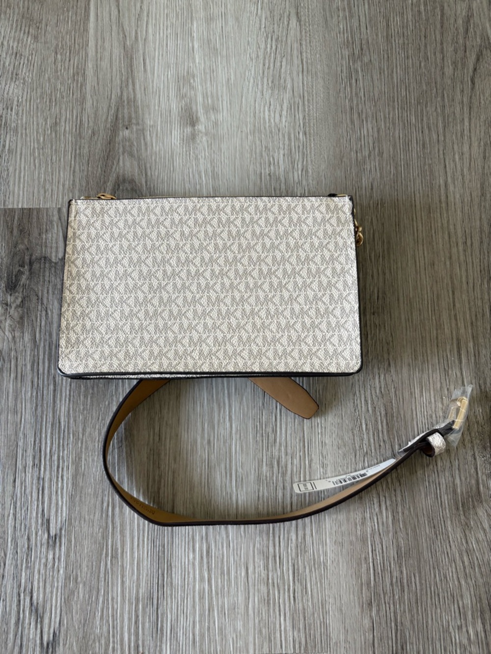 Michael Kors Monogram Signature Belt Bag in Vanilla/Gold-Tone